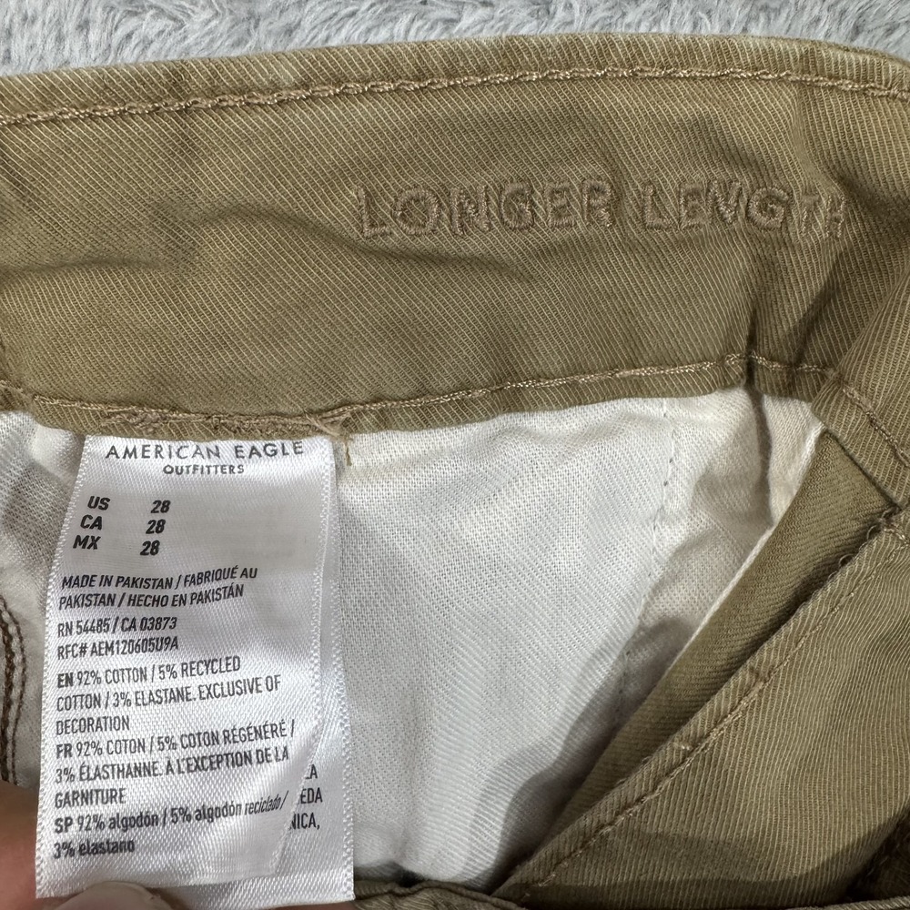 NWT American Eagle Shorts Mens 28x12 Brown Flat Front Chino Longer Length Flex - Picture 3 of 15